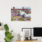 Sheep Lavender Fields Boerderij Animal Lambs Poster (Thuiskantoor)