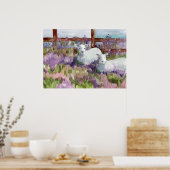 Sheep Lavender Fields Boerderij Animal Lambs Poster (Keuken)