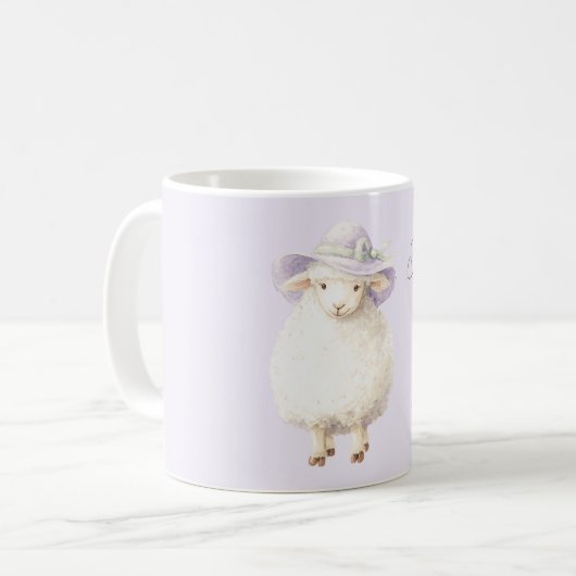 Sheep Lavender Hat Koffiemok (Voorkant links)