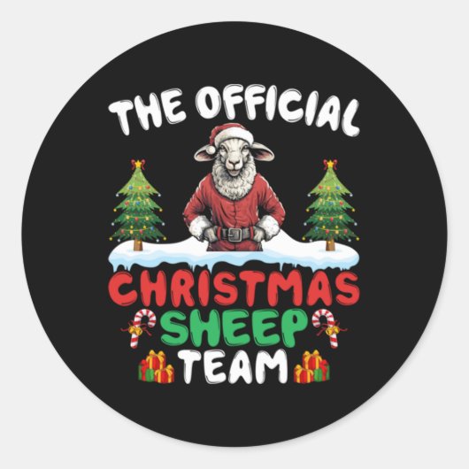 Sheep Lover Xmas Lights Christmas Tree Christmas S Ronde Sticker (Voorkant)