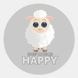 Sheep maakt me gelukkig ronde sticker