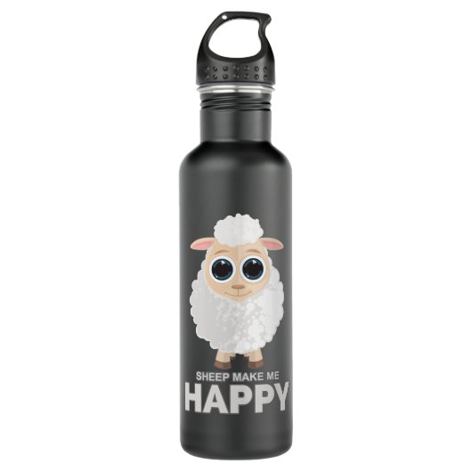 Sheep maakt me gelukkig waterfles  (Voorkant)