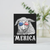 Sheep Merica 4 juli Farmer American Flag USA Briefkaart (Staand voorkant)
