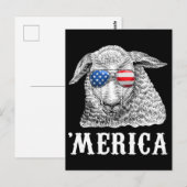 Sheep Merica 4 juli Farmer American Flag USA Briefkaart (Voorkant / Achterkant)