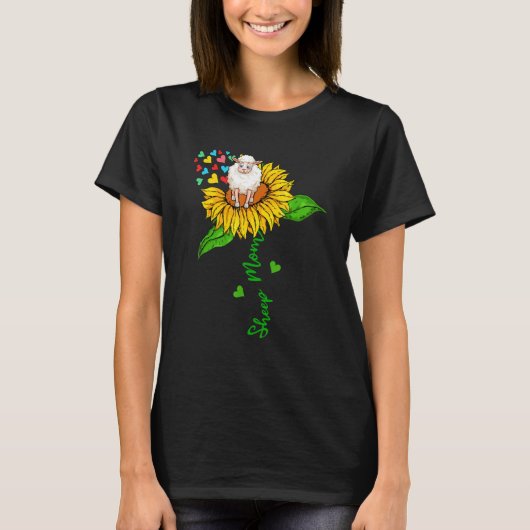 Sheep Mom Cute Farm Animals On Sunflower Farmer Mo T-shirt (Voorkant)