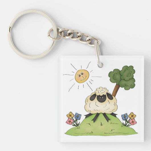 Sheep on a Hill Sleutelhanger (Voorkant)