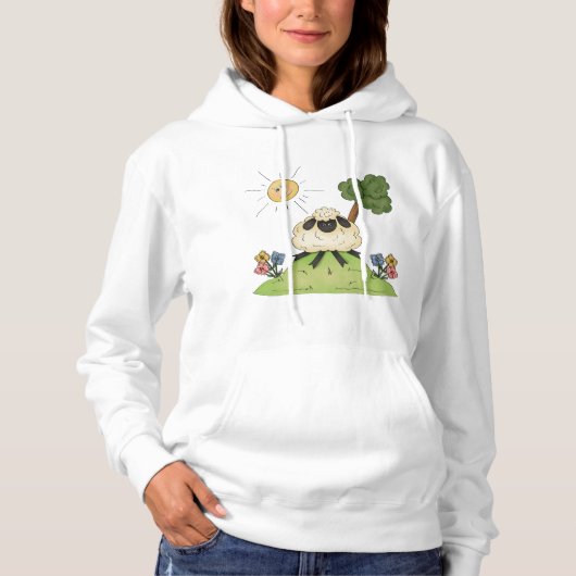Sheep on a Hill Womens Hodie Hoodie (Voorkant)