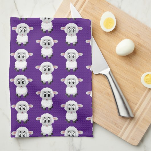 Sheep Paars Kitchen Hand Towel Theedoek (Quarter Fold)