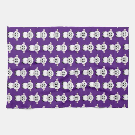 Sheep Paars Kitchen Hand Towel Theedoek (Horizontaal)