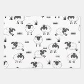 Sheep Pattern - Black and White Inpakpapier Vel (Voorkant 3)