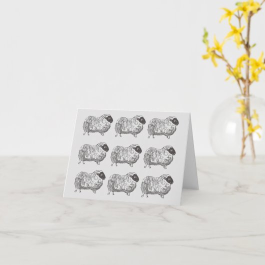 Sheep Pattern Light Grey Note Kaart (Gele Bloem)