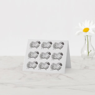 Sheep Pattern Light Grey Note Kaart