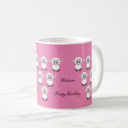Sheep Pink Happy Birthday 5th Mok (Voorkant rechts)