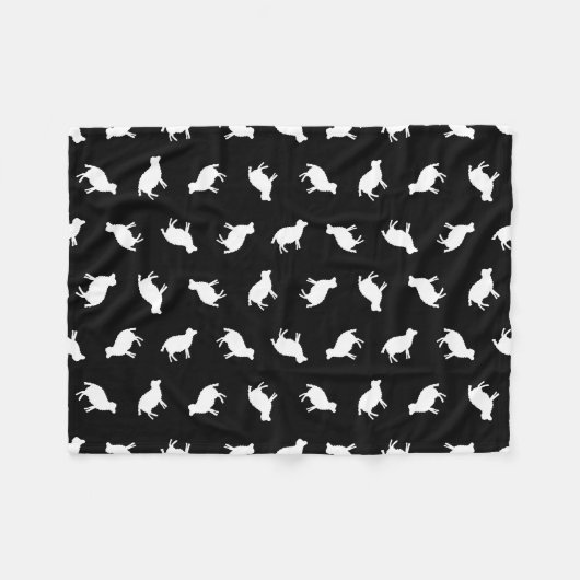 Sheep Print Pattern Sheep Silhouettes Design Black Fleece Deken (Voorkant (Horizontaal))
