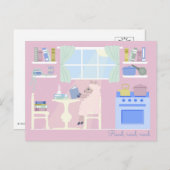 Sheep Reading in the Kitchen Postcards Feestdagenkaart (Voorkant / Achterkant)