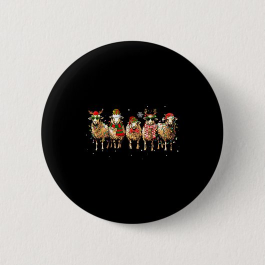 Sheep Santa Xmas Funny Sheep Lover Gift Christmas Ronde Button 5,7 Cm (Voorkant)