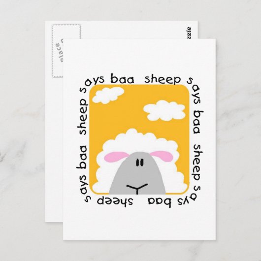 Sheep Says Baa T-shirts en cadeautjes Briefkaart (Voorkant / Achterkant)