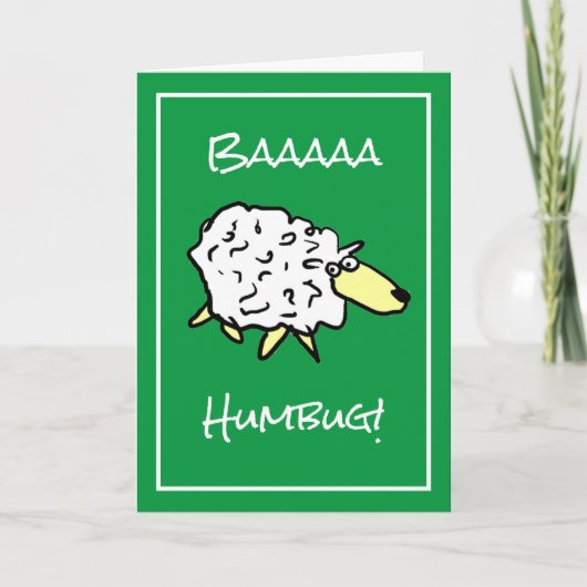 Sheep Says Baaaa Humbug - Kerstmis Kaart (Voorkant)