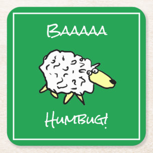 Sheep Says Baaaa Humbug - Kerstmis Kartonnen Onderzetters