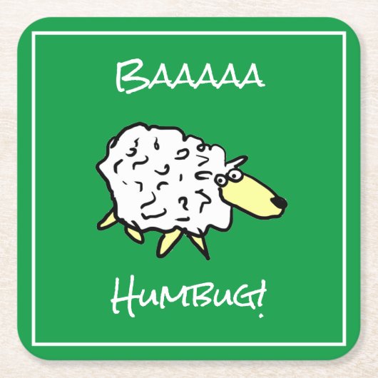 Sheep Says Baaaa Humbug - Kerstmis Kartonnen Onderzetters (Voorkant)