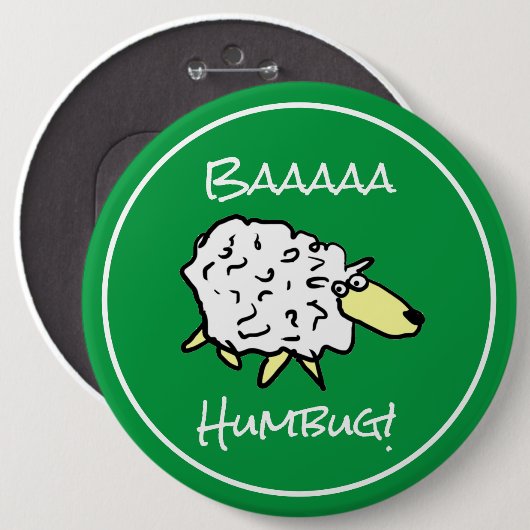 Sheep Says Baaaa Humbug - Kerstmis Ronde Button 6,0 Cm (Voorkant /achterkant)
