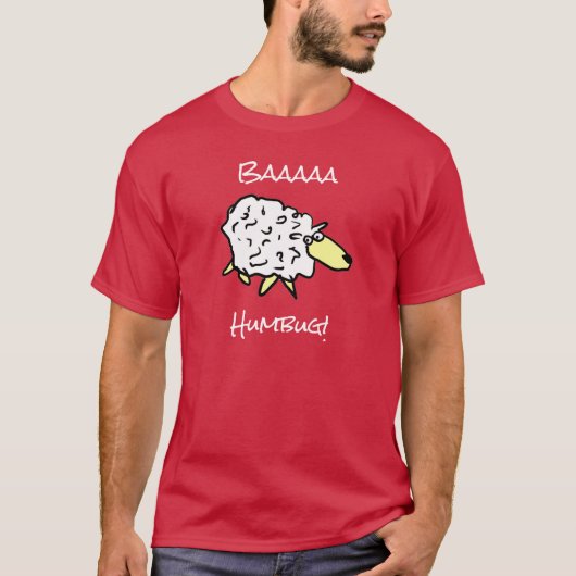 Sheep Says Baaaa Humbug - Kerstmis T-Shirt (Voorkant)