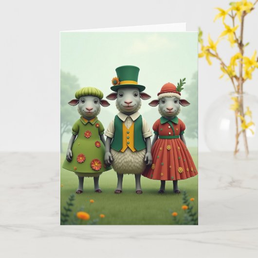 Sheep Springtime Friends Card Kaart (Gele Bloem)
