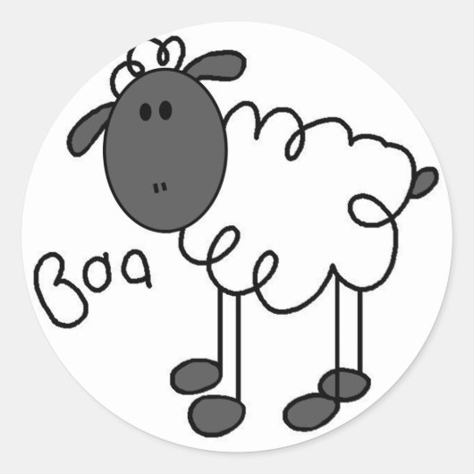 Sheep Stick Figuur Sticker (Voorkant)