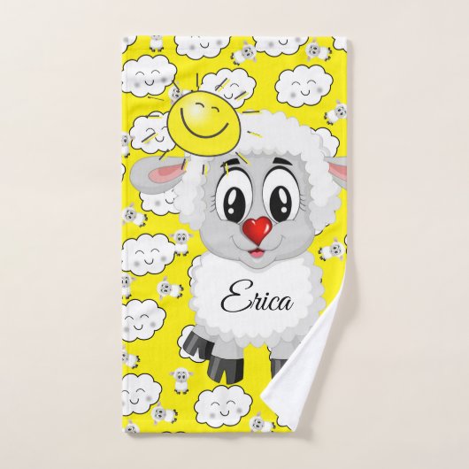 Sheep Sun Yellow Clouds Hands Bathroom Towel sets Bad Handdoek (Handdoek)