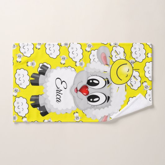Sheep Sun Yellow Clouds Hands Bathroom Towel sets Bad Handdoek (Handdoek)