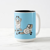 Sheep Three Tired Exhausted Yoga Meditation Poses Tweekleurige Koffiemok (Voorkant rechts)