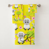 Sheep Trees Yellow Hands Bathroom Towel sets Bad Handdoek (Insitu)