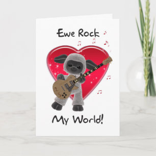 Sheep Valentijnsdag Card - Ewe Rock My World Feestdagen Kaart