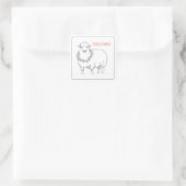 Sheep With Holly Vierkante Sticker (Tas)