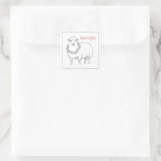 Sheep With Holly Vierkante Sticker (Tas)