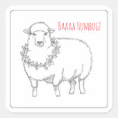 Sheep With Holly Vierkante Sticker (Voorkant)