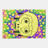 Sheep Yellow Hearts Kitchen Hand Towel Theedoek (Horizontaal)