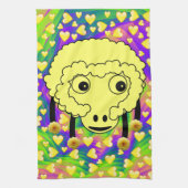 Sheep Yellow Hearts Kitchen Hand Towel Theedoek (Verticaal)