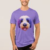 Sheepadoodle blij gezicht paarse gevlekt Tri-Blend shirt (Voorkant)