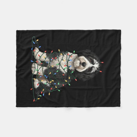 Sheepadoodle Christmas I'm Fine Everything Is Fine Fleece Deken (Voorkant (Horizontaal))