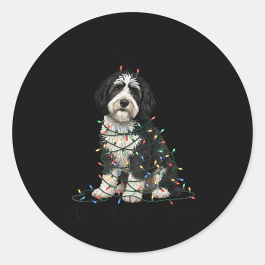 Sheepadoodle Christmas I'm Fine Everything Is Fine Ronde Sticker (Voorkant)