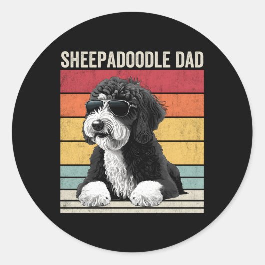 Sheepadoodle Dad Ronde Sticker (Voorkant)