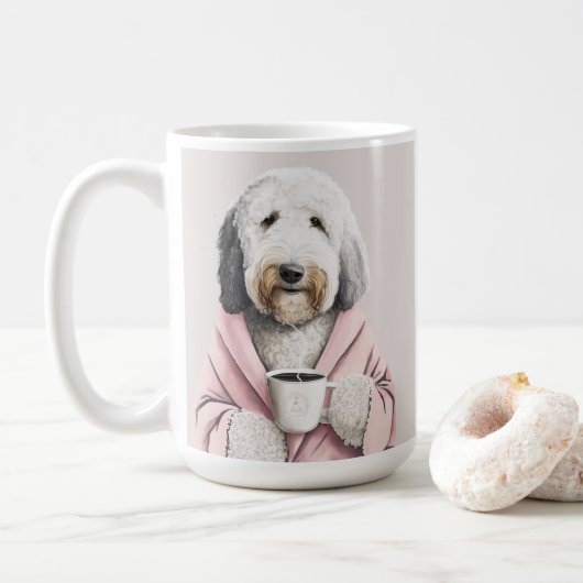 Sheepadoodle, goudendoedle, schattig cadeau voor l koffiemok (Met donut)