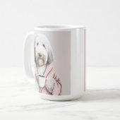 Sheepadoodle, goudendoedle, schattig cadeau voor l koffiemok (Voorkant links)