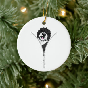 Sheepadoodle Hond Rits Fun Puppy Hondeneigenaar Keramisch Ornament