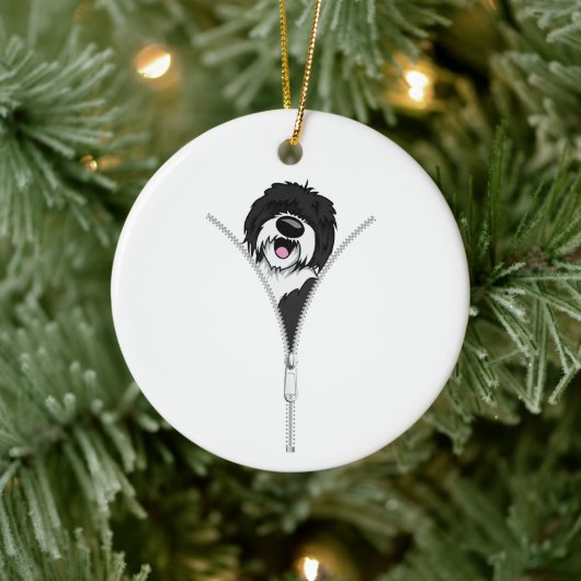 Sheepadoodle Hond Rits Fun Puppy Hondeneigenaar Keramisch Ornament (Boom)