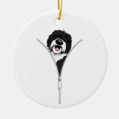 Sheepadoodle Hond Rits Fun Puppy Hondeneigenaar Keramisch Ornament (Voorkant)