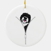 Sheepadoodle Hond Rits Fun Puppy Hondeneigenaar Keramisch Ornament (Achterkant)