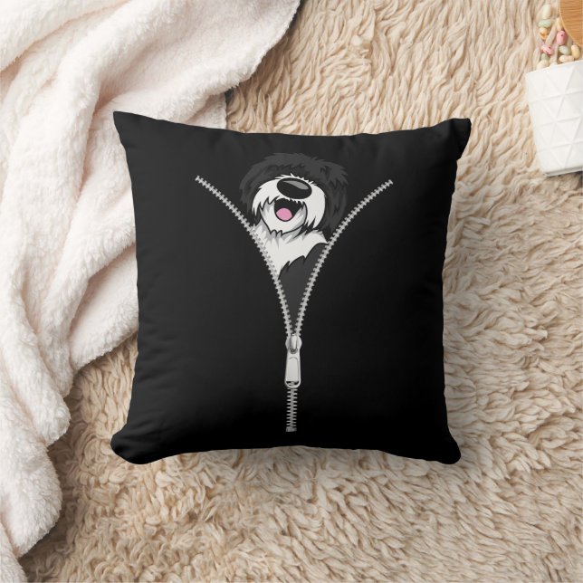 Sheepadoodle Hond Rits Grappige Puppy Hond Eigenaa Kussen (Deken)