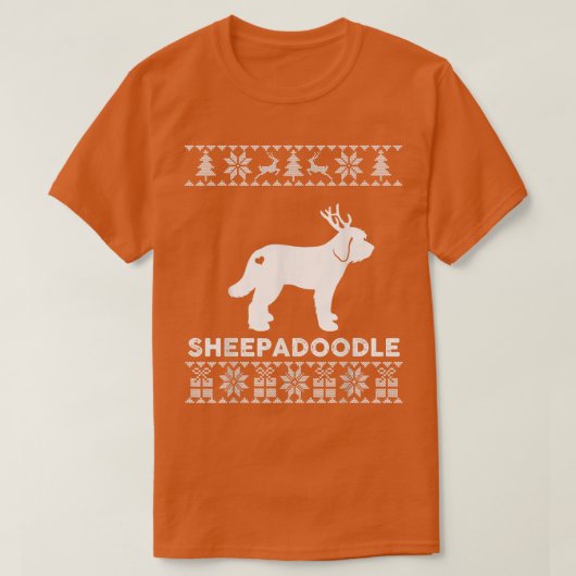 Sheepadoodle Hondenliefhebber Xmas Reindeer Ugly C T-shirt (Design voorkant)